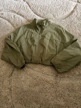 SHEIN Olive Green Cropped Bomber Jacket